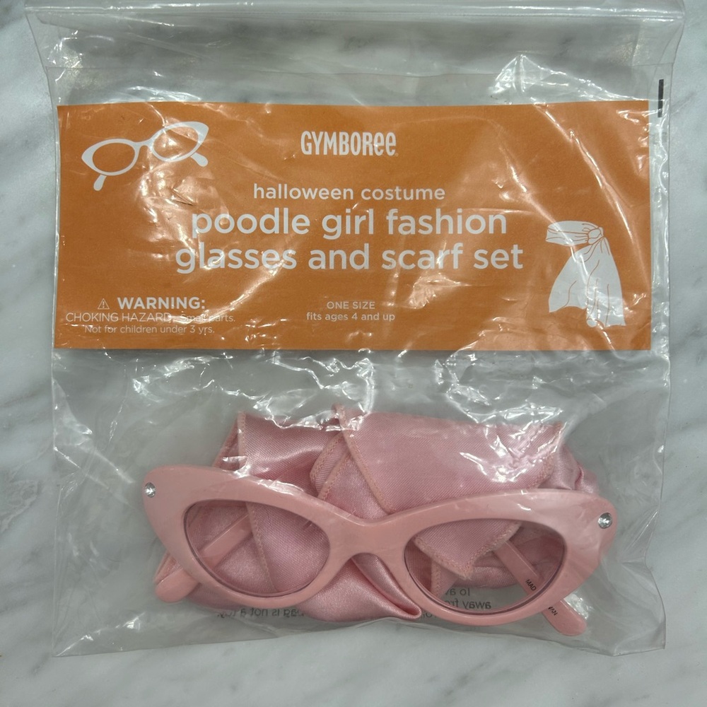Gymboree Poodle Girl Glasses and Scarf Set Size 4 and up, 50s Halloween Costume - Picture 3 of 3